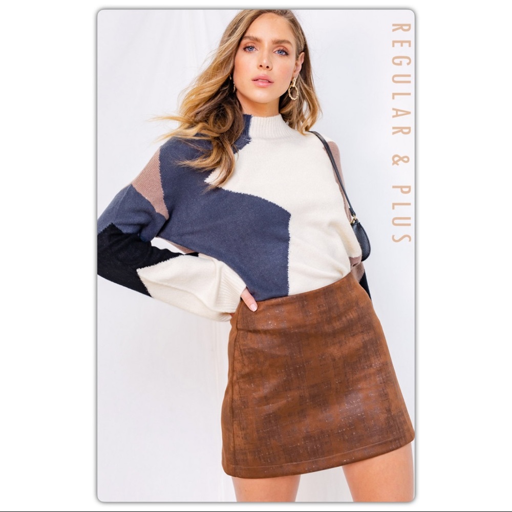 Brown Faux Suede Mini Skirt - Picture 2 of 8